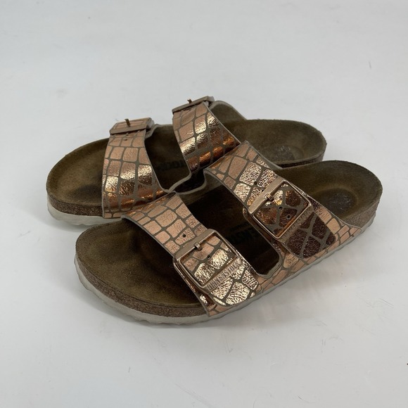 Birkenstock Arizona Gator Gleam Copper Two-Strap Comfort Sandal EU 38‎ US 7
